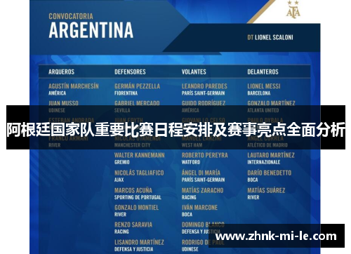 阿根廷国家队重要比赛日程安排及赛事亮点全面分析