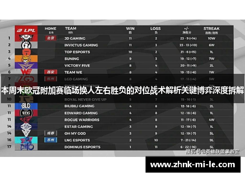 本周末欧冠附加赛临场换人左右胜负的对位战术解析关键博弈深度拆解
